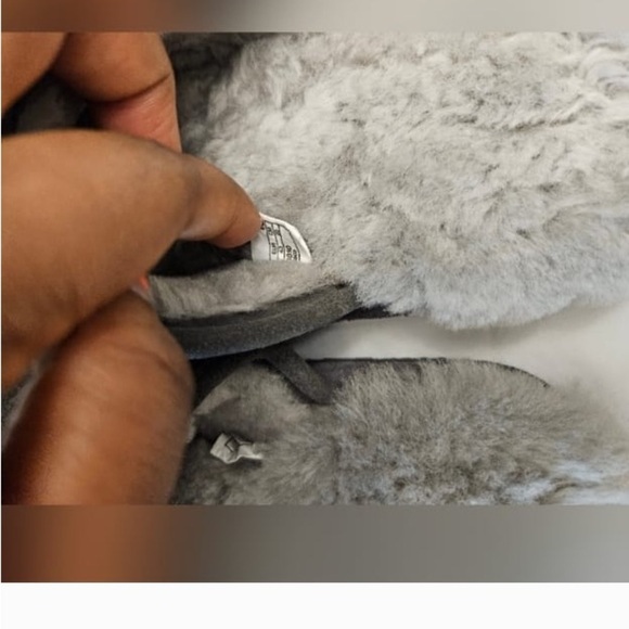 Tilley Premium Shearling Lined Slip On Grey Leather Slipper Rubber Sole … - Picture 7 of 7